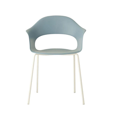 Silla Labenze Lady B 155-22130 apilable con scocca en tecnopolímero y estructura tubular de acero blanco