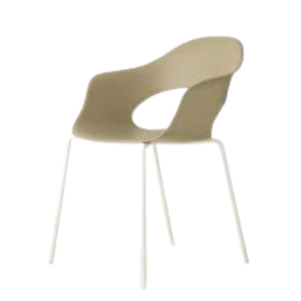 Silla Labenze Lady B 155-22130 apilable con scocca en tecnopolímero y estructura tubular de acero blanco