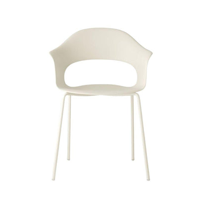 Silla Labenze Lady B 155-22130 apilable con scocca en tecnopolímero y estructura tubular de acero blanco