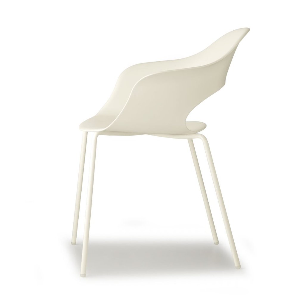 Silla Labenze Lady B 155-22130 apilable con scocca en tecnopolímero y estructura tubular de acero blanco