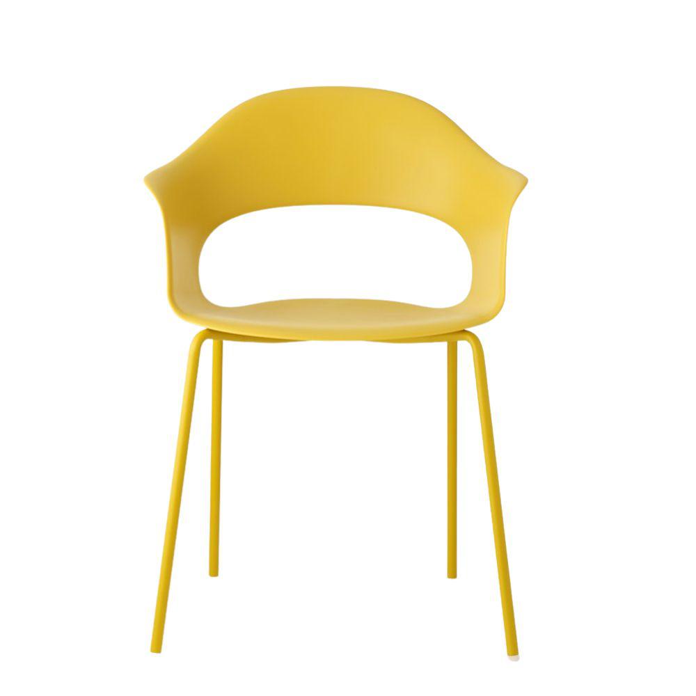 Silla comercial Labenze Lady B amarilla con estructura tubular de acero apilable