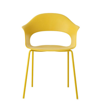 Silla comercial Labenze Lady B amarilla con estructura tubular de acero apilable