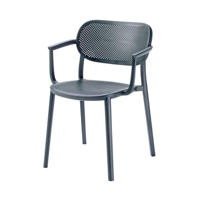 Silla comercial Labenze Nuta de tecnopolímero con asiento perforado y brazos apilable