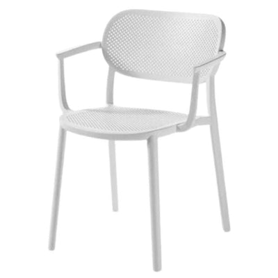Silla comercial Labenze Nuta de tecnopolímero con asiento perforado y brazos apilable