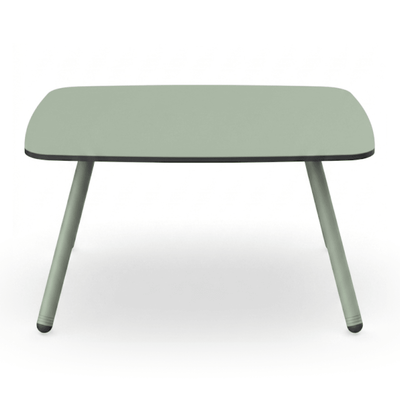 Mesa auxiliar RESOL ANOU con tablero HPL y patas de metal pintado texturizado en varios colores