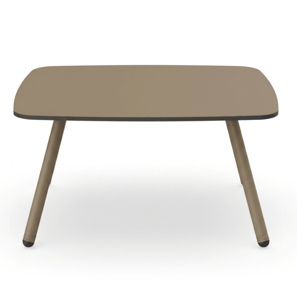 Mesa auxiliar RESOL ANOU con tablero HPL y patas de metal pintado texturizado en varios colores