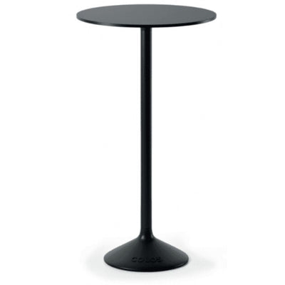 Mesa periquera redonda alta Colos Stato A/Q-600 con pedestal tubular de acero y cubierta laminada HPL