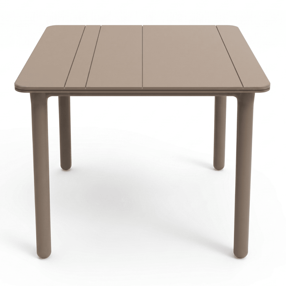 Mesa cuadrada Resol Solid 90x90 en polipropileno con patas reforzadas con fibra de vidrio.