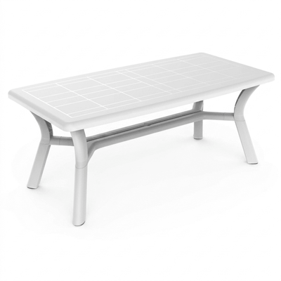 Mesa RESOL DALIA 180x90 de polipropileno con agujero para parasol y patas enlazadas en varios colores