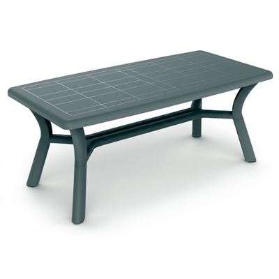 Mesa RESOL DALIA 180x90 de polipropileno con agujero para parasol y patas enlazadas en varios colores