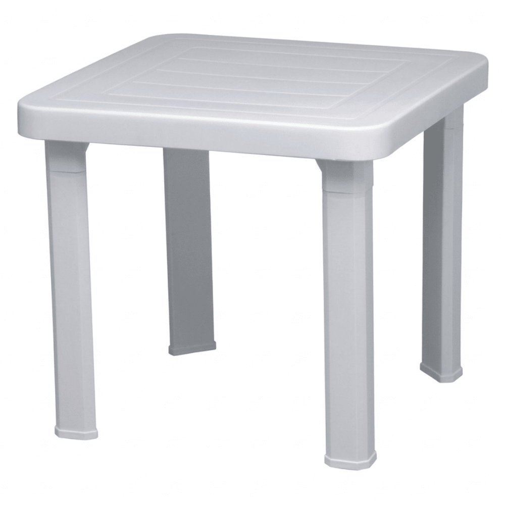 Mesa auxiliar cuadrada baja Resol Andorra en polipropileno con patas embutidas, varios colores.