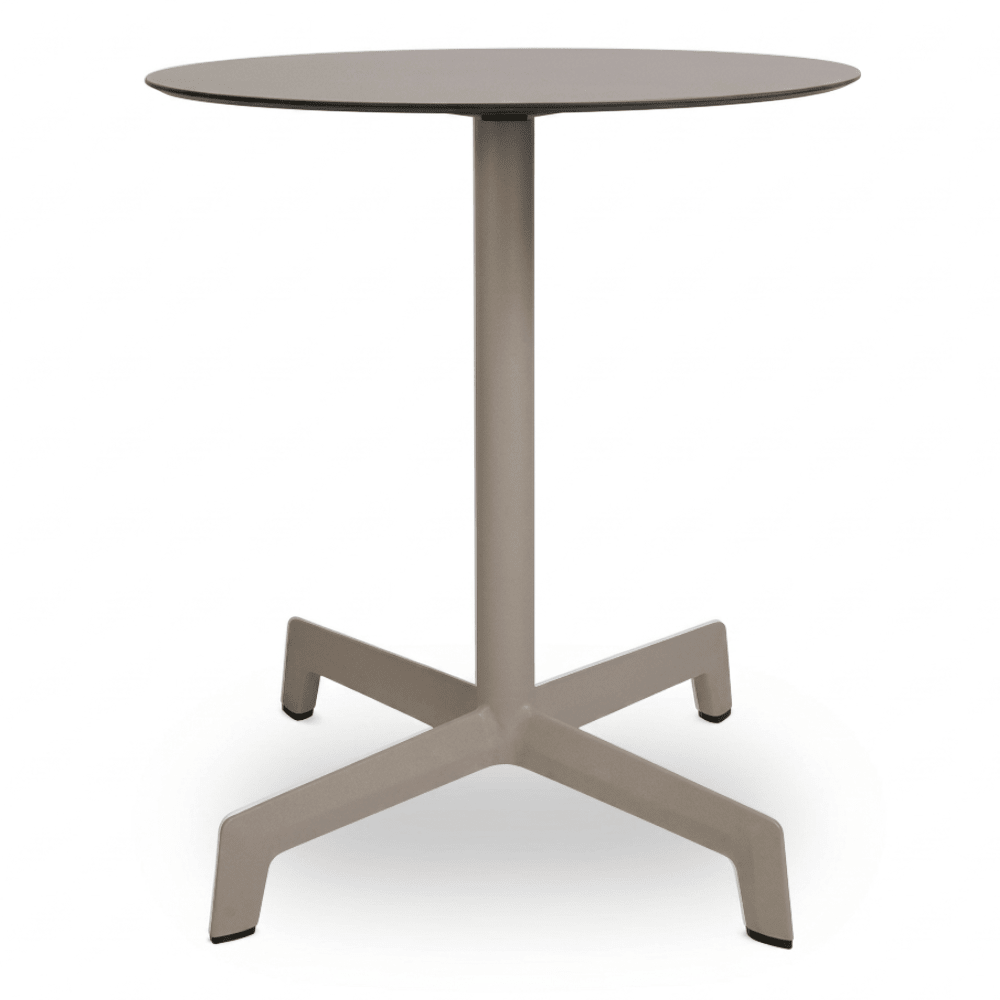 Mesa circular Resol Sputnik Ø70 con estructura de aluminio, pie en poliamida y tablero HPL.