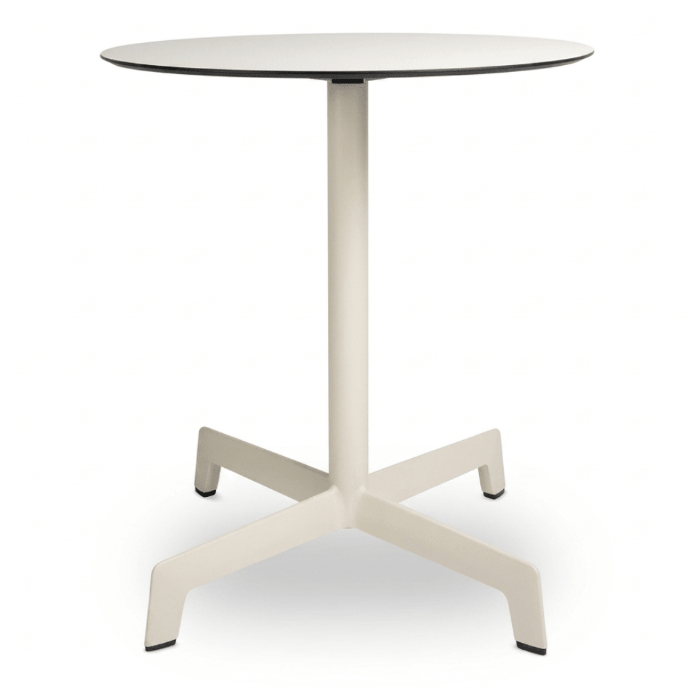 Mesa circular Resol Sputnik Ø70 con estructura de aluminio, pie en poliamida y tablero HPL.