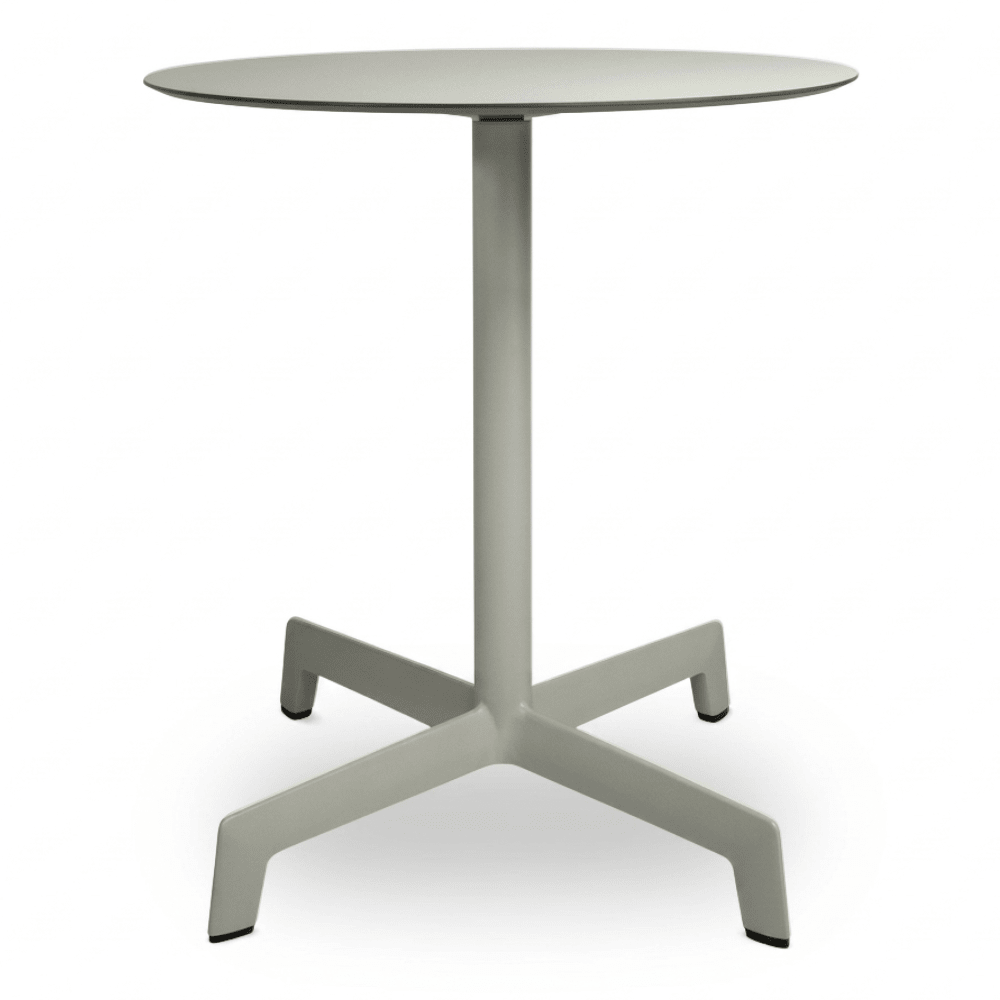 Mesa circular Resol Sputnik Ø70 con estructura de aluminio, pie en poliamida y tablero HPL.
