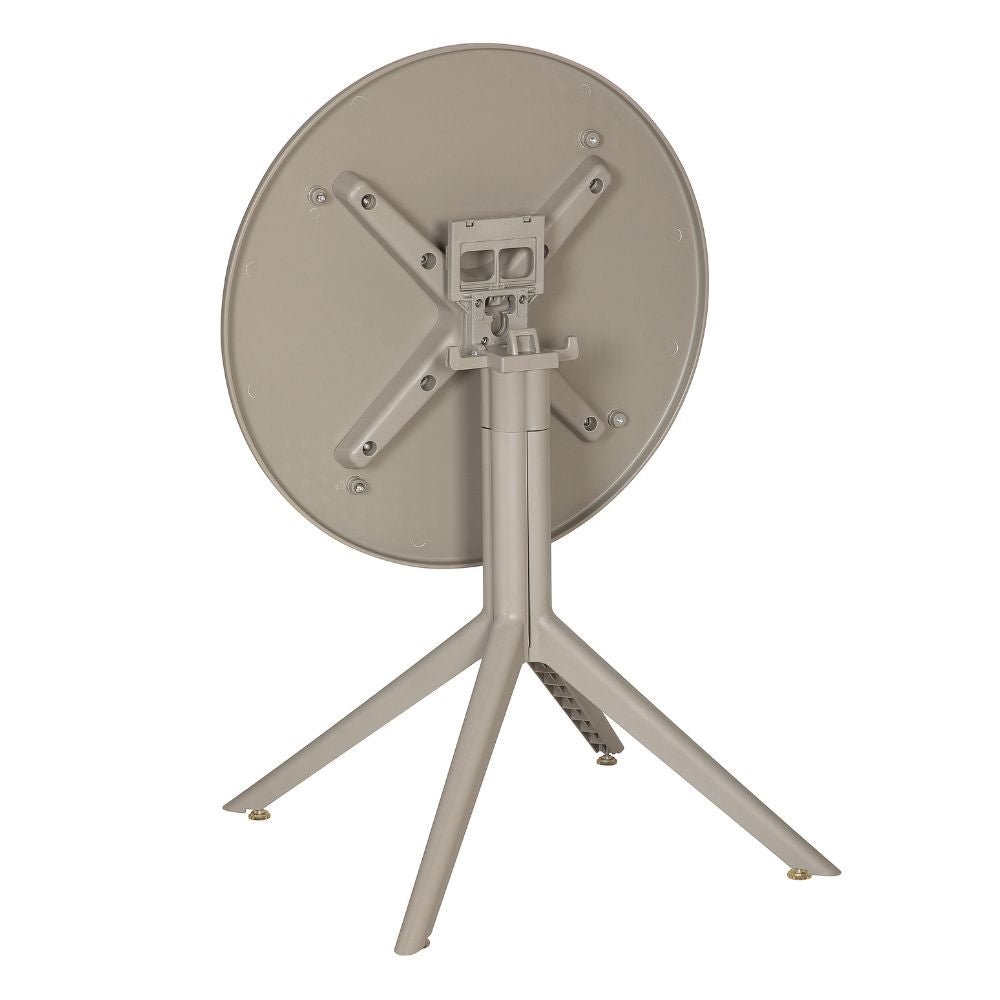 Mesa redonda Albar AR-403 en polipropileno con cubierta abatible, baja y alta, para exterior.