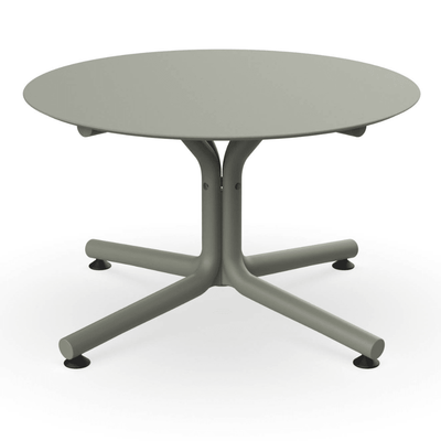 Mesa circular lounge Resol Bini HPL con tablero compacto fenólico y pie de polipropileno con fibra de vidrio para exterior