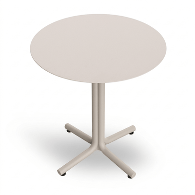 Mesa circular Resol Bini HPL con tablero compacto fenólico y pie de polipropileno con fibra de vidrio para exterior
