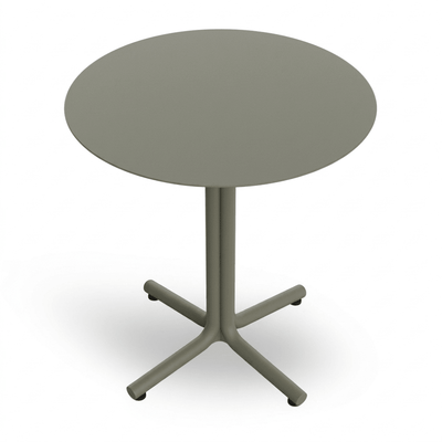 Mesa circular Resol Bini HPL con tablero compacto fenólico y pie de polipropileno con fibra de vidrio para exterior