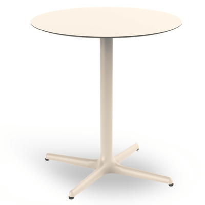 Mesa circular RESOL TOLEDO Ø70 con estructura de aluminio y sobre de compacto fenólico HPL en varios colores