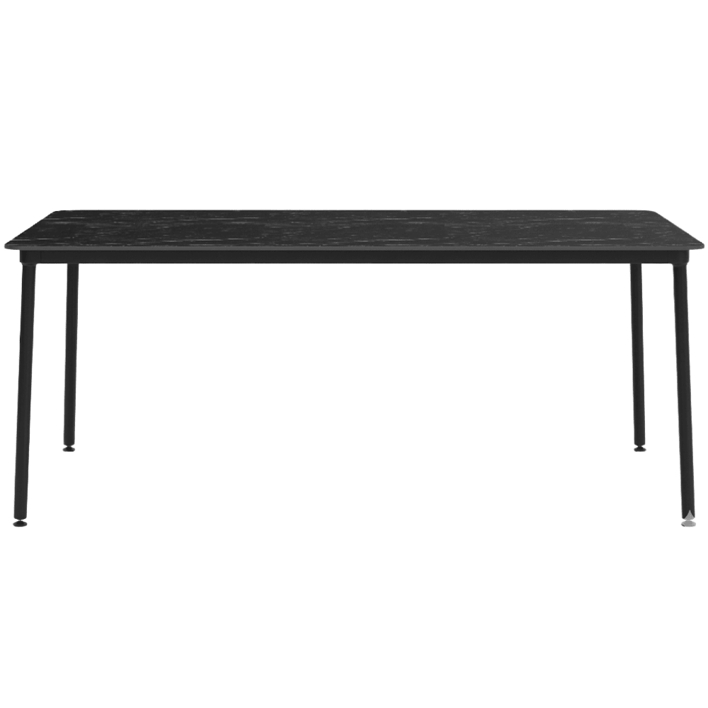 Mesa comercial Resol Hub 180x90 con estructura de aluminio lacado y tablero HPL