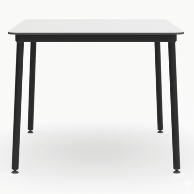 Mesa cuadrada RESOL HUB 80x80 con tablero HPL y estructura de aluminio lacado