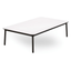 Mesa comercial baja Resol Hub 150x90 con estructura de aluminio lacado y tablero HPL