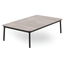 Mesa comercial baja Resol Hub 150x90 con estructura de aluminio lacado y tablero HPL