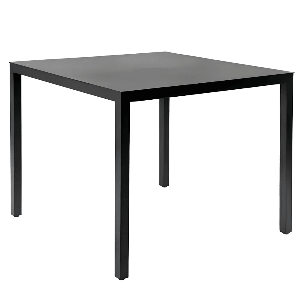 Mesa cuadrada Resol Barcino 90x90 con estructura de aluminio anodizado apilable