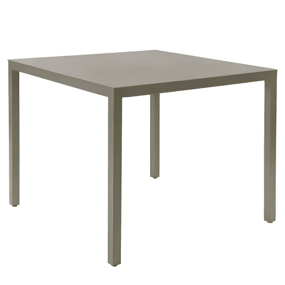 Mesa cuadrada Resol Barcino 90x90 con estructura de aluminio anodizado apilable