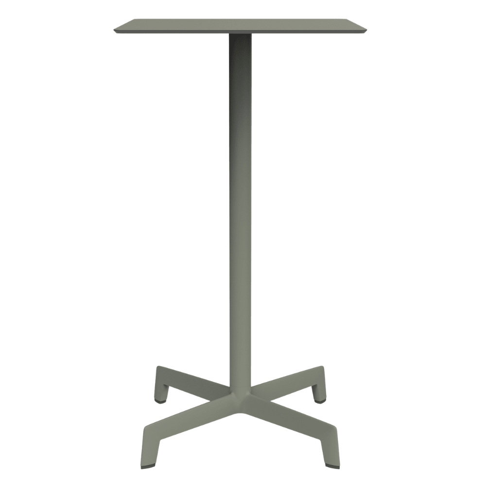 Mesa periquera cuadrada Resol Sputnik alta con estructura de aluminio, pie de poliamida y tablero HPL