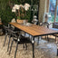 Mesa rectangular NOGAL BEAT AUSTRIA con estructura metálica y cubierta de porcelanato natural