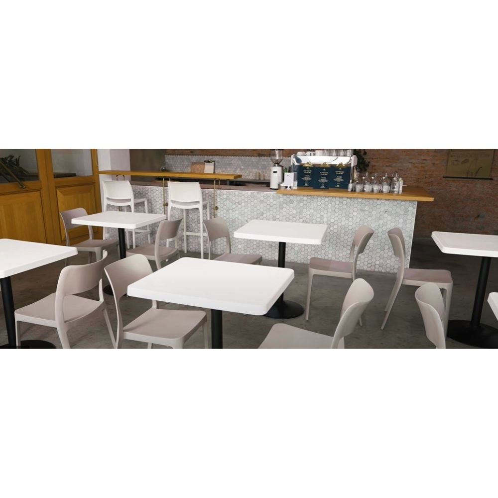 Mesa cuadrada para cafetería Offiho Oulu OHM-7167-DT con pedestal de acero y cubierta de polipropileno