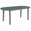 Mesa ovalada Resol Olot Recycled 180x90 en polipropileno reciclado con agujero para parasol.