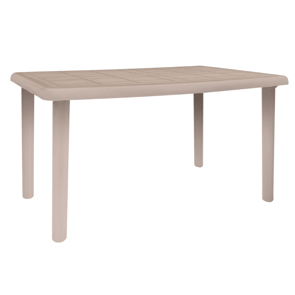 Mesa rectangular RESOL OLOT 140x90 de polipropileno reciclado con agujero para parasol en varios colores