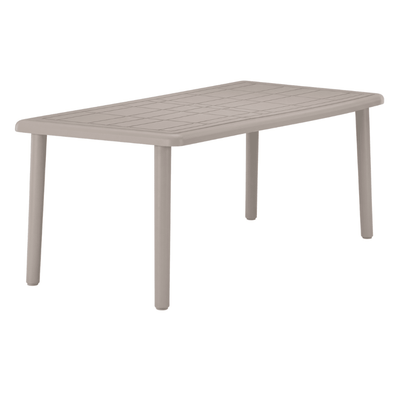 Mesa rectangular Resol Olot Recycled 180x90 en polipropileno reciclado con agujero para parasol.