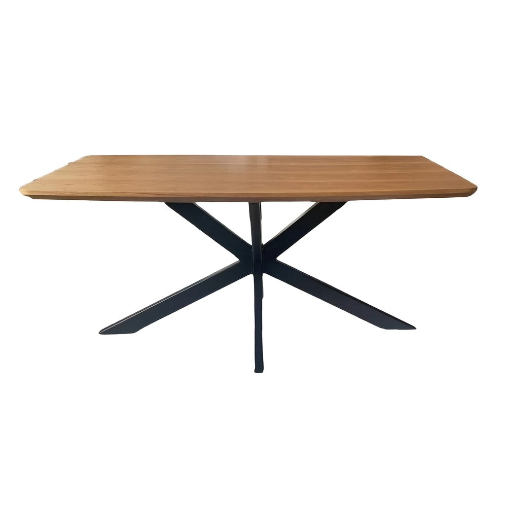 Mesa para restaurante Nogal Beat Oxford con estructura metálica y cubierta de MDF tipo madera en acabado natural