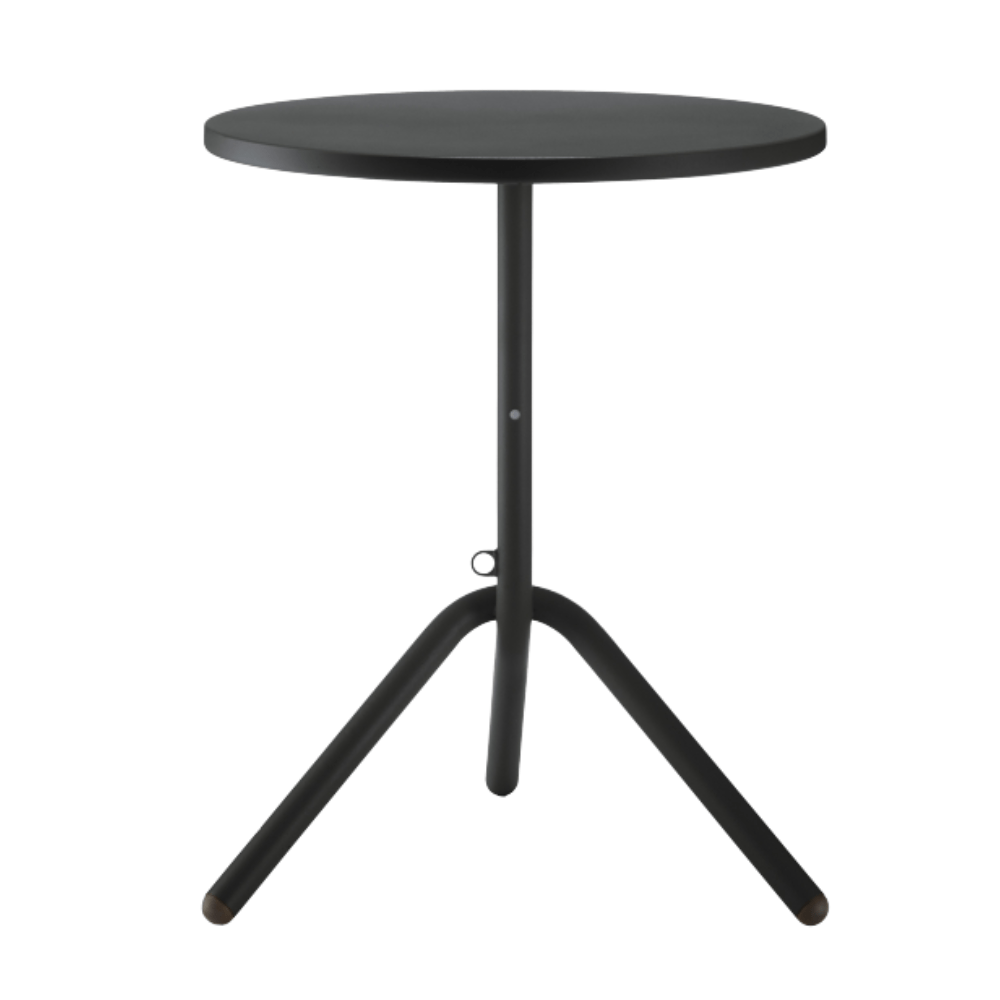 Mesa redonda Colos TA 1-600 con estructura tubular de acero y cubierta en lámina de acero troquelada