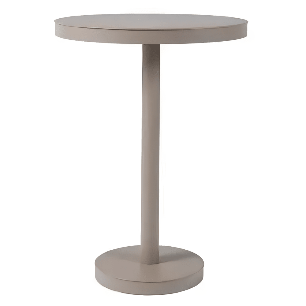 Mesa periquera redonda Resol Barcino de pie central con estructura de aluminio anodizado
