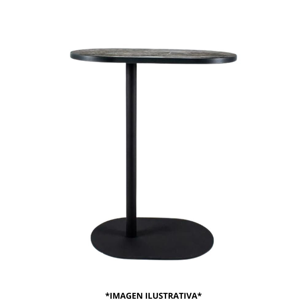 Mesa periquera comercial Requiez Root con base ovalada y cubierta en varios colores