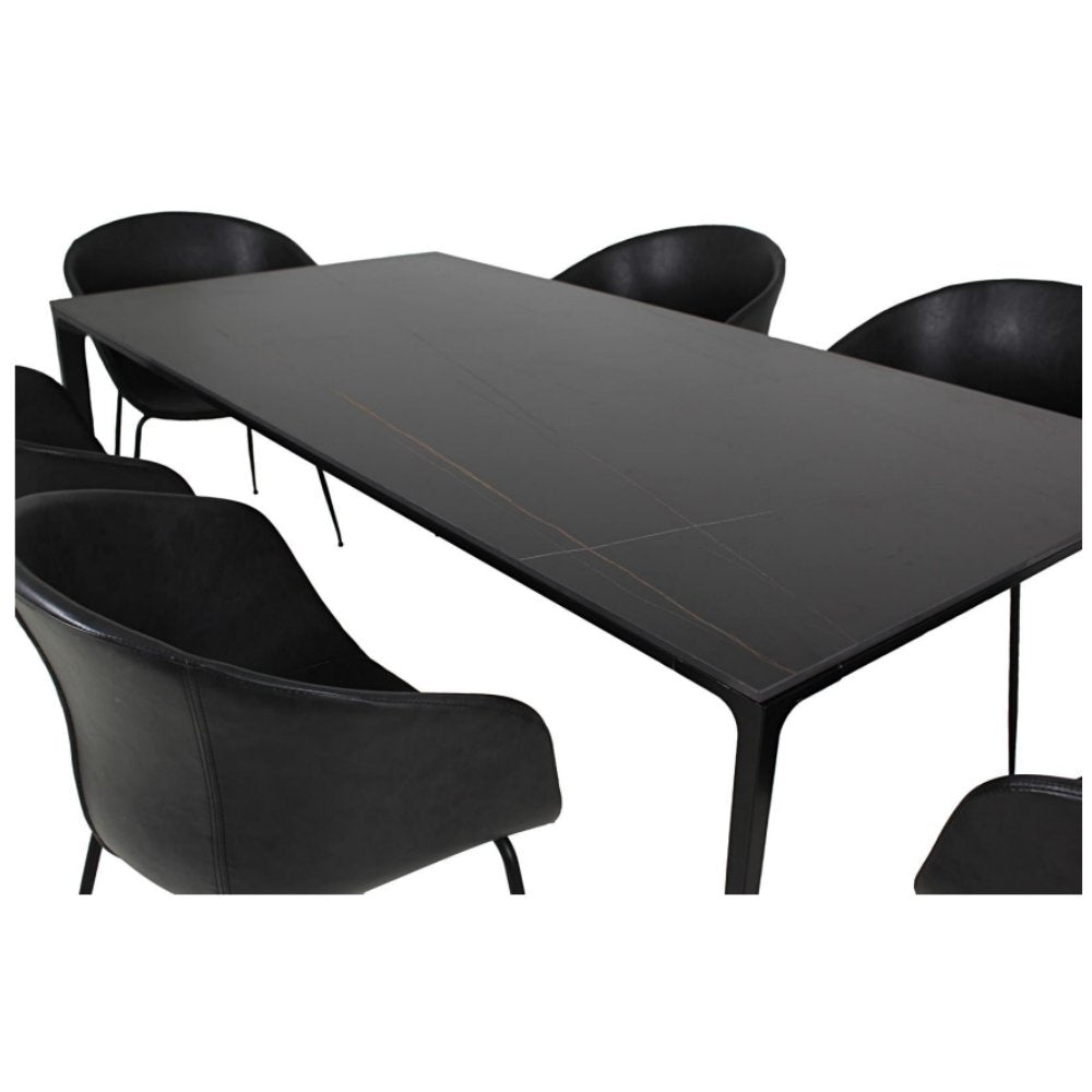 Mesa rectangular Nogal Beat Austria con estructura de acero y cubierta de porcelanato