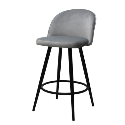 Banco bajo Kingstrong Avila con asiento y respaldo tapizados en tela y base de metal en acabado mate.