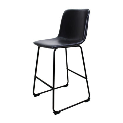 Banco bajo Kingstrong Phoenix con base metálica mate y asiento y respaldo tapizados de color