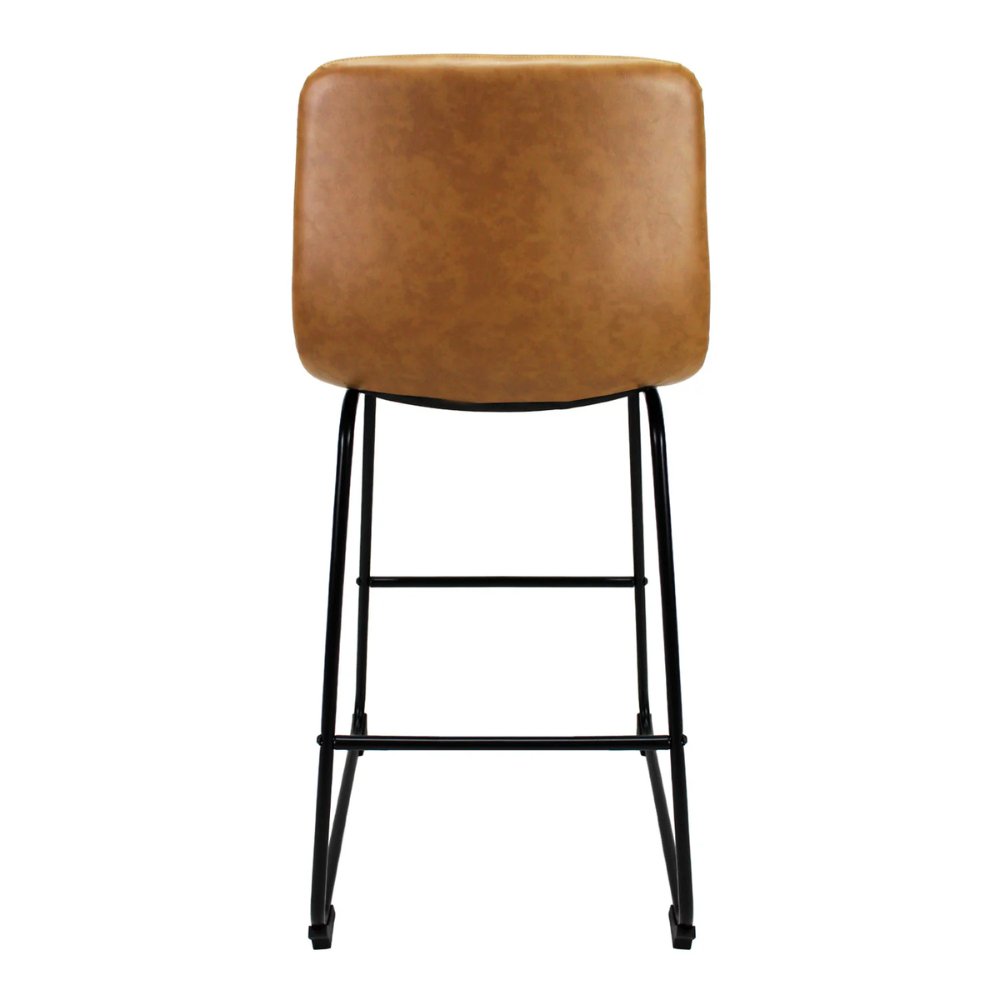 Banco bajo Kingstrong Phoenix con base metálica mate y asiento y respaldo tapizados de color