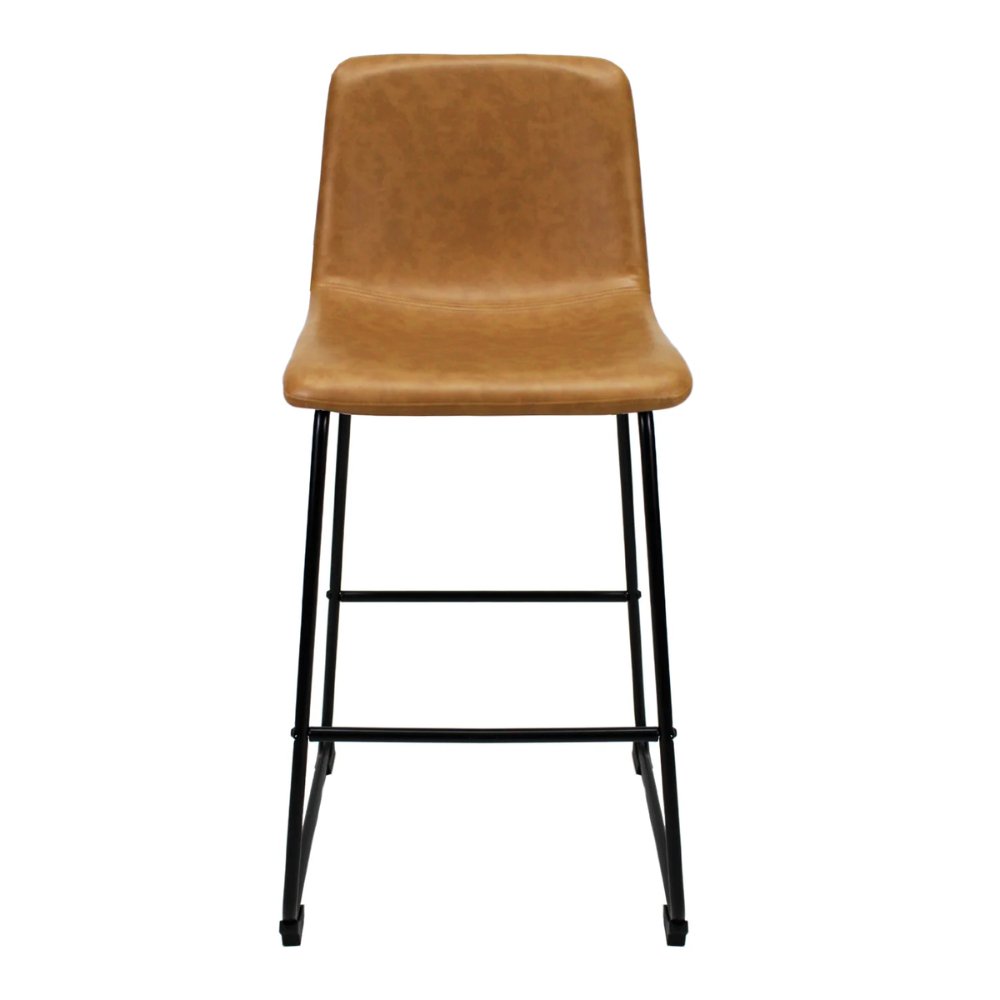Banco bajo Kingstrong Phoenix con base metálica mate y asiento y respaldo tapizados de color