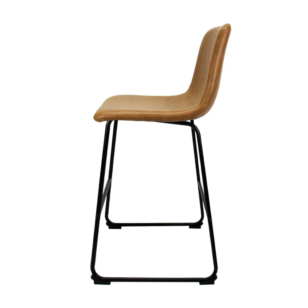 Banco bajo Kingstrong Phoenix con base metálica mate y asiento y respaldo tapizados de color