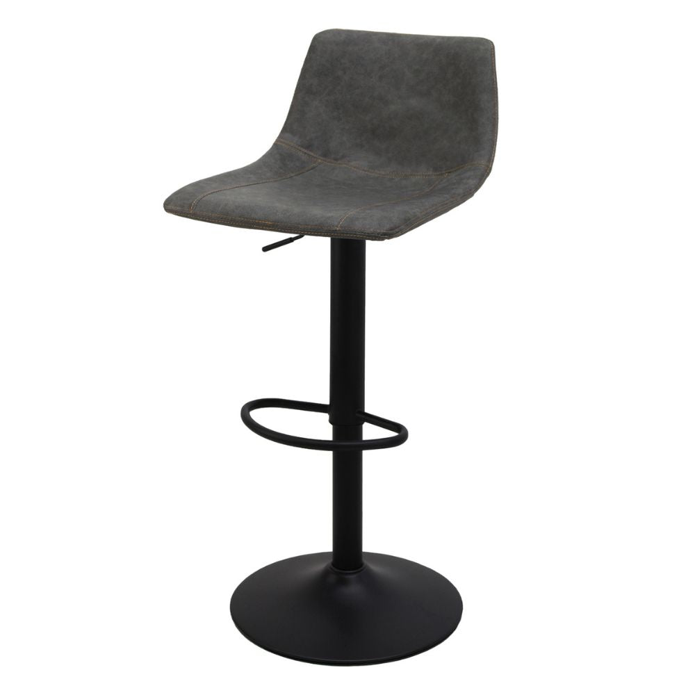 Banco alto Kingstrong Berna con base metálica negra, reposapiés y asiento y respaldo tapizados de color