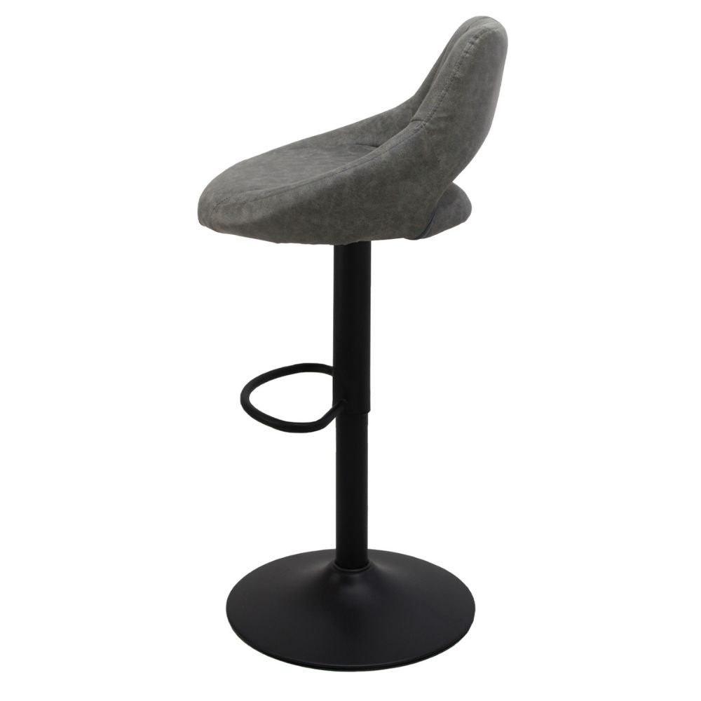 Banco alto Kingstrong Berna con base metálica negra, reposapiés y asiento y respaldo tapizados de color