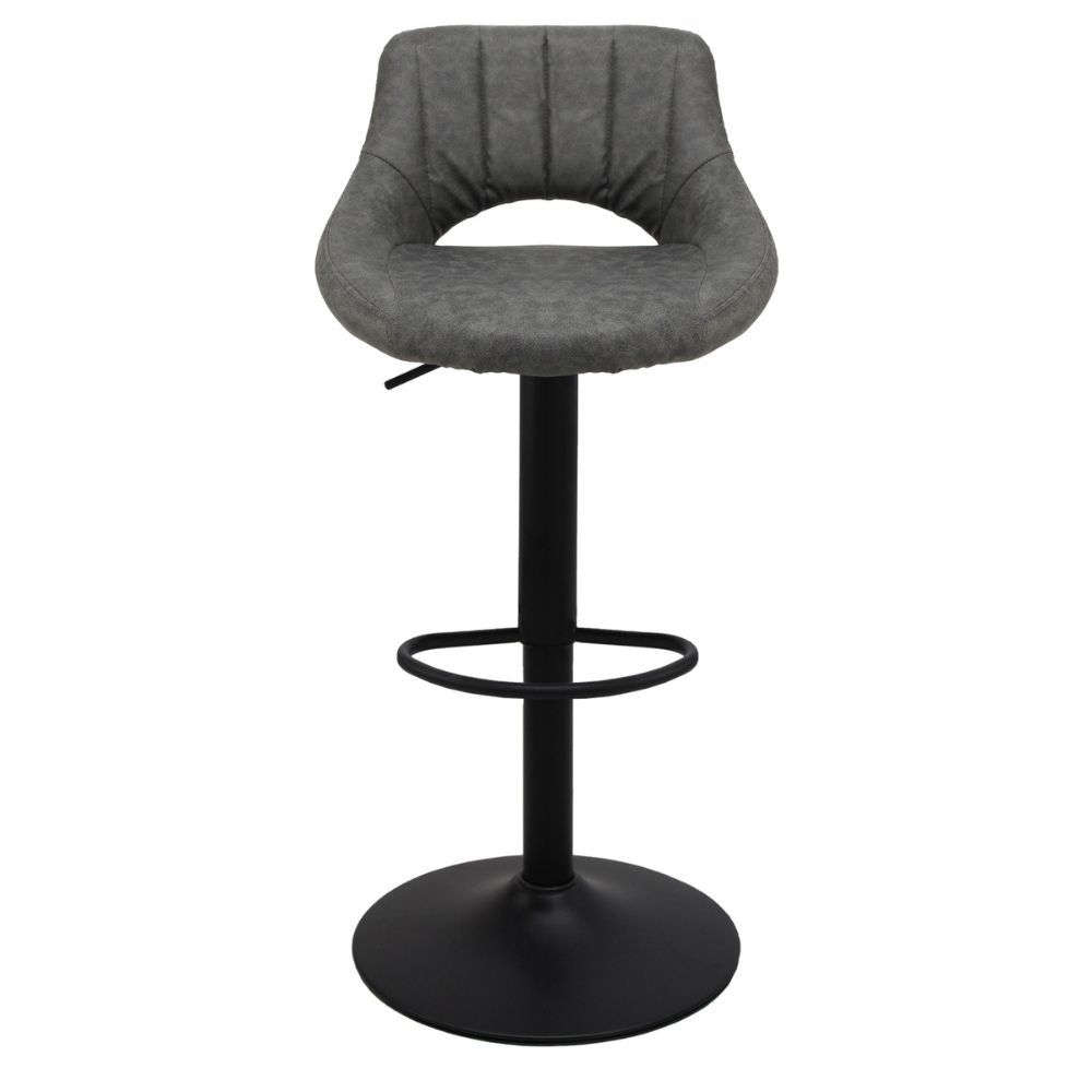 Banco alto Kingstrong Berna con base metálica negra, reposapiés y asiento y respaldo tapizados de color