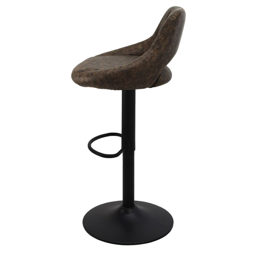 Banco alto Kingstrong Berna con base metálica negra, reposapiés y asiento y respaldo tapizados de color