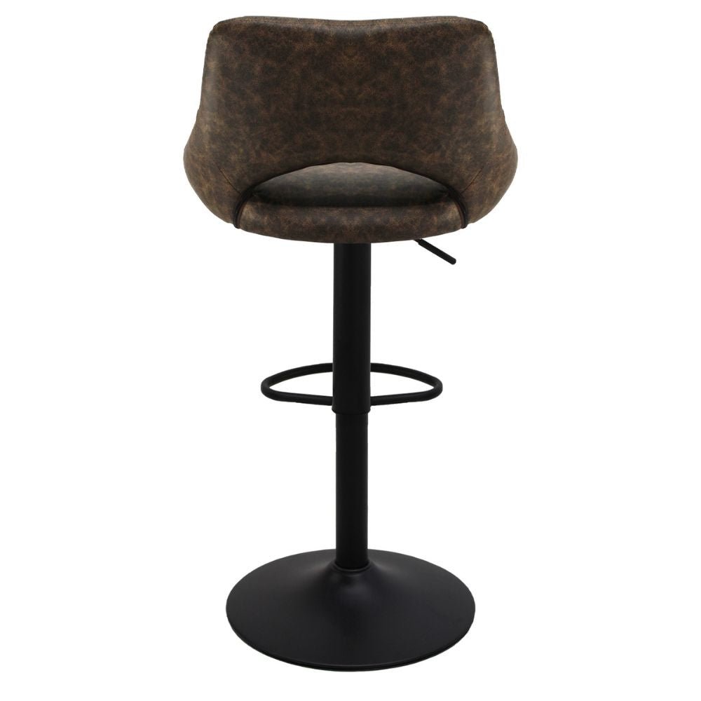 Banco alto Kingstrong Berna con base metálica negra, reposapiés y asiento y respaldo tapizados de color